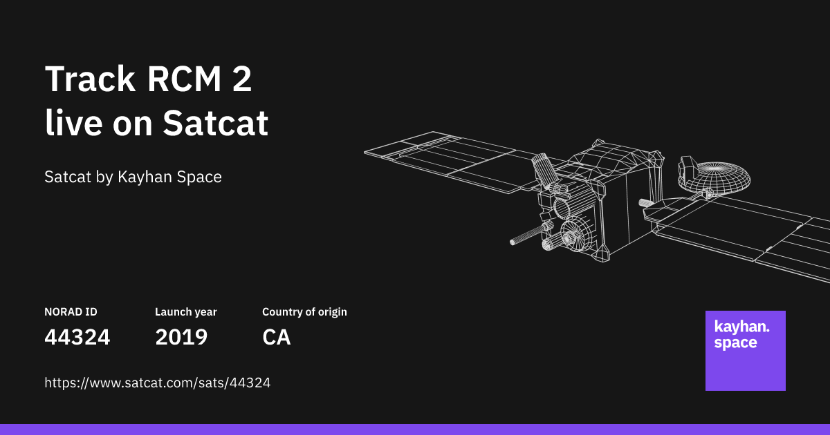 Rcm Track Track RCM 2 (NORAD ID: 44324) live with Satcat