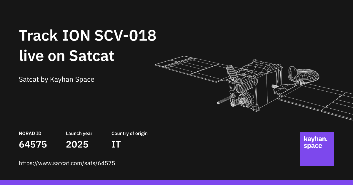 Track ION SCV-018 (NORAD ID: 64575) live with Satcat