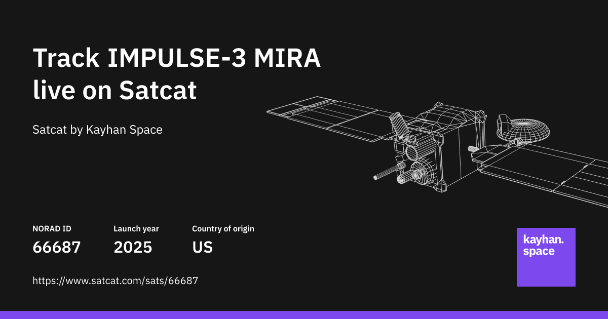 Track IMPULSE-3 MIRA (NORAD ID: 66687) live with Satcat