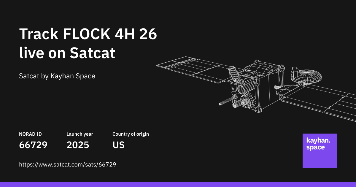 Track FLOCK 4H 26 (NORAD ID: 66729) live with Satcat