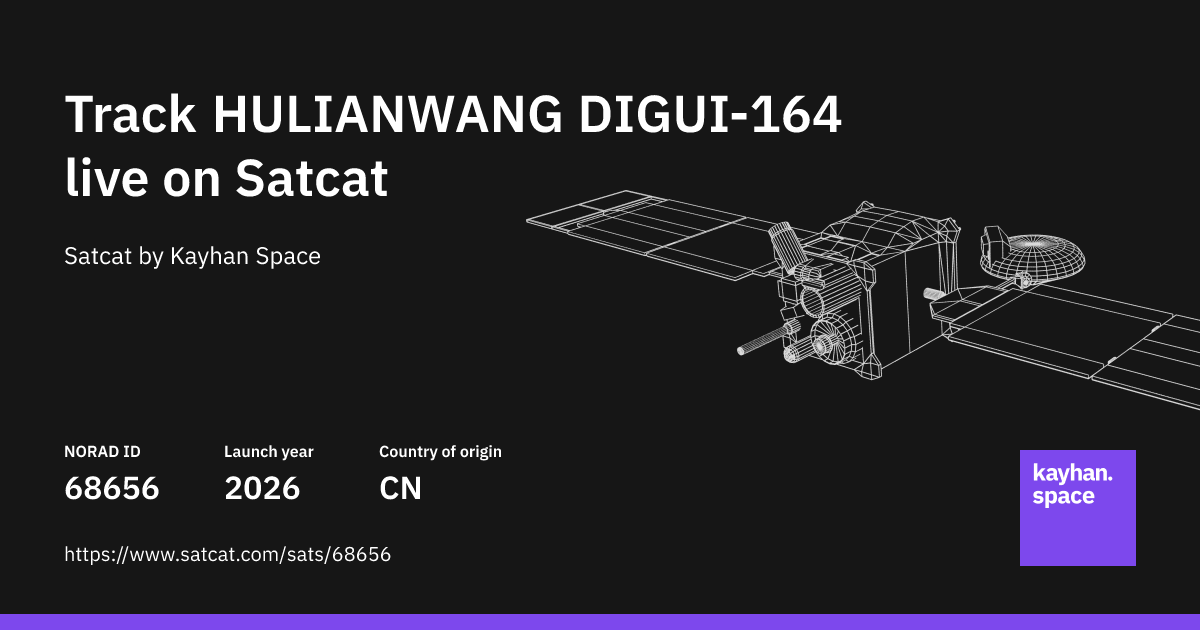 Track HULIANWANG DIGUI-164 (NORAD ID: 68656) live with Satcat