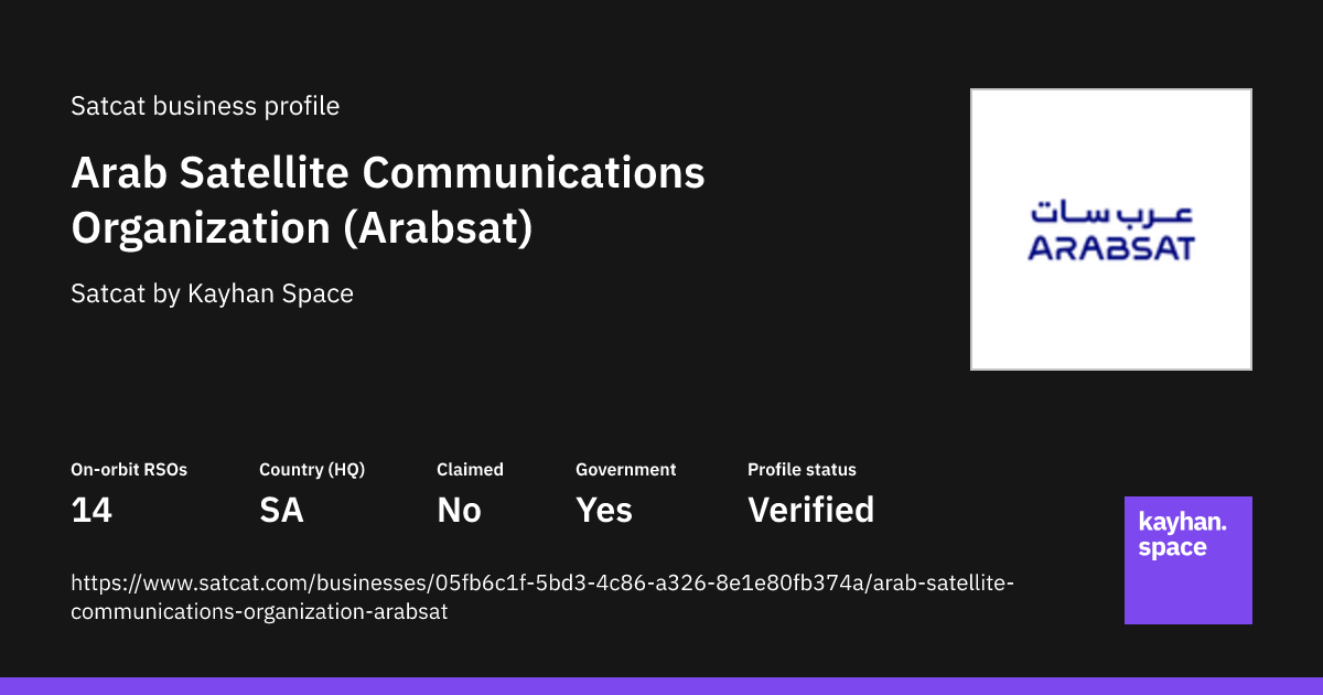 Arab Satellite Communications Organization (Arabsat) | Satcat ...