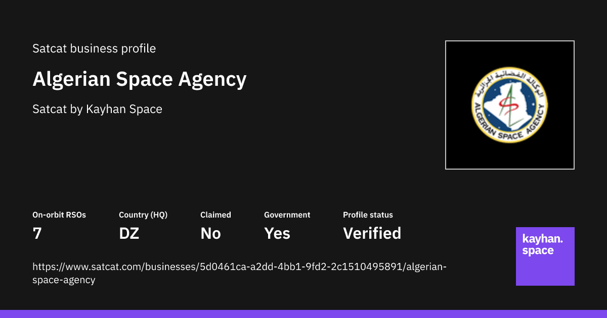 Algerian Space Agency | Satcat — Spaceflight Intelligence Exchange by ...